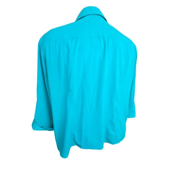 Maggie Barnes Womens Teal Blue Button-Up Shirt 3/4 Sleeves Size 36 26/28 JJ403 - Picture 6 of 9